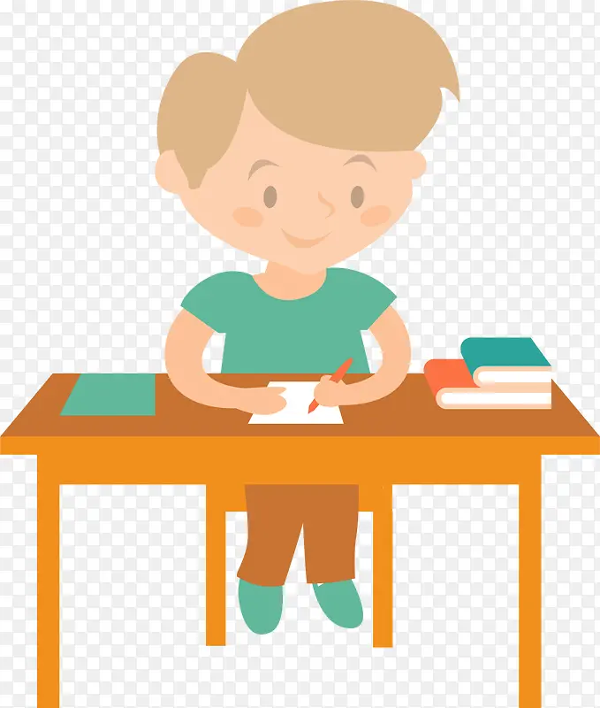 开学季写作业的男孩