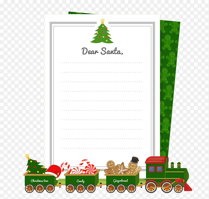 可爱圣诞火车装饰信纸矢量