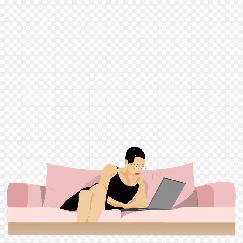 坐在沙发上玩电脑的女孩