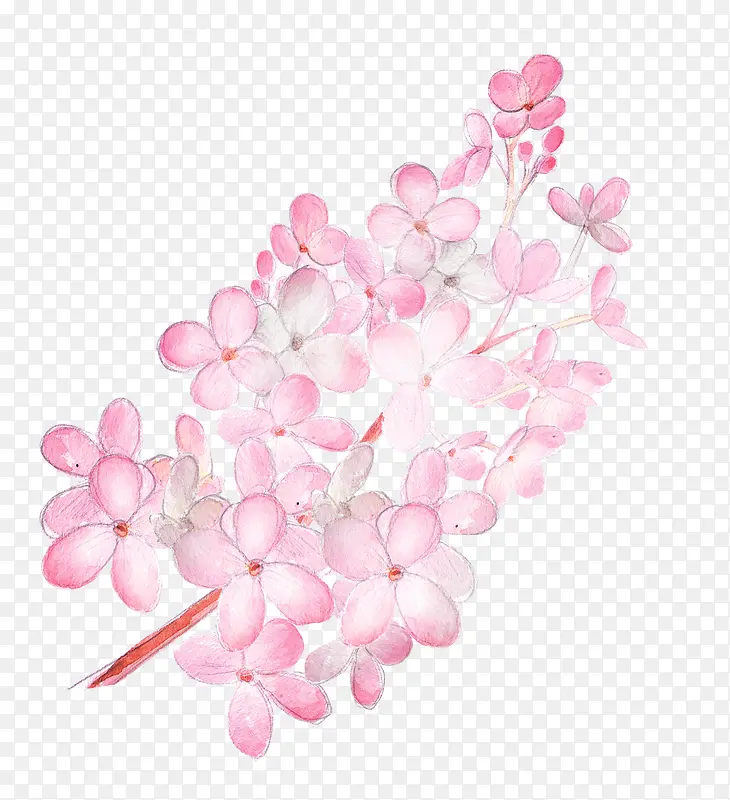 唯美清新森系手绘粉色花朵