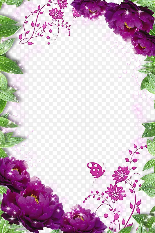 绿叶紫花朵海报背景效果