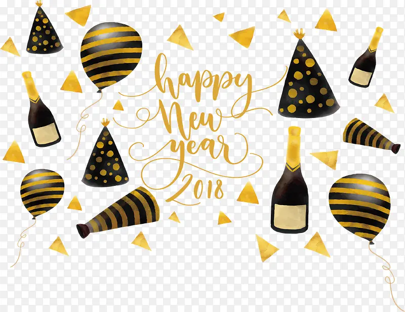 黄色新年派对花纹海报