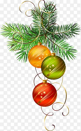 高清创意圣诞节合成绿色的圣诞树彩球