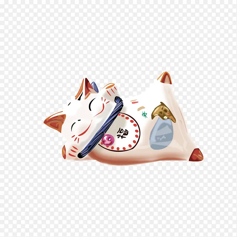 矢量时尚逼真福躺姿招财猫