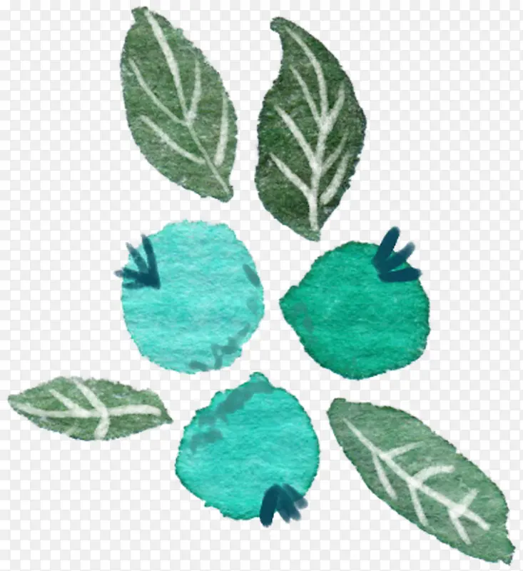 创意高清蓝色的果实绿色的树叶