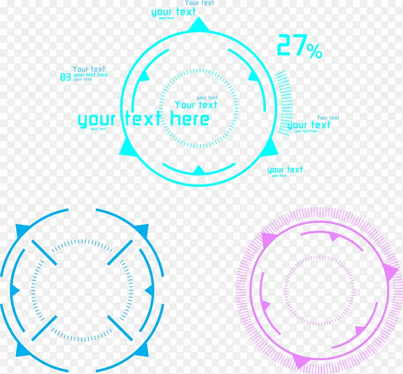 装饰矢量科技三色圆圈