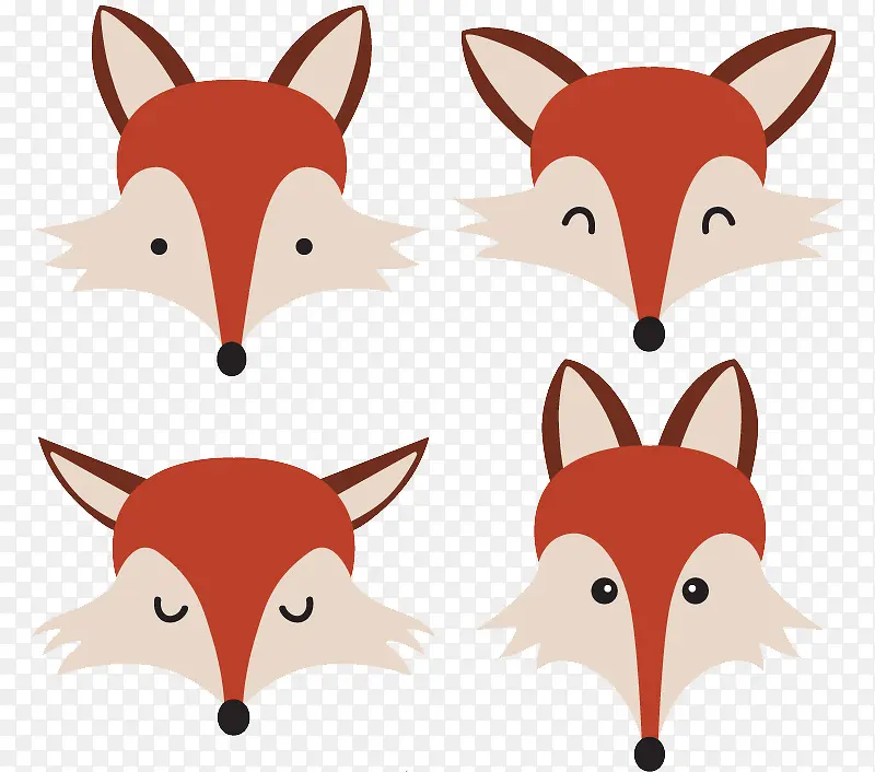 4款卡通狐狸头像矢量素材