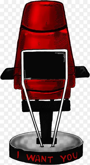 手绘创意合成红色的座椅