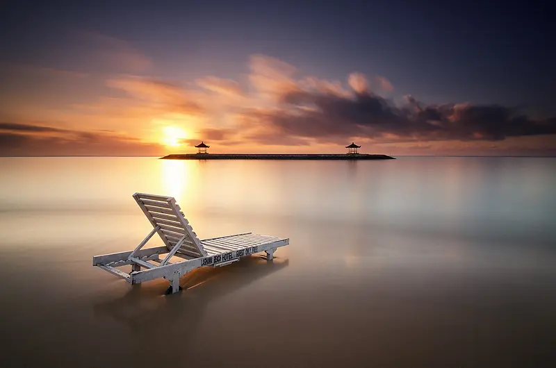 夕阳海面怀旧风景