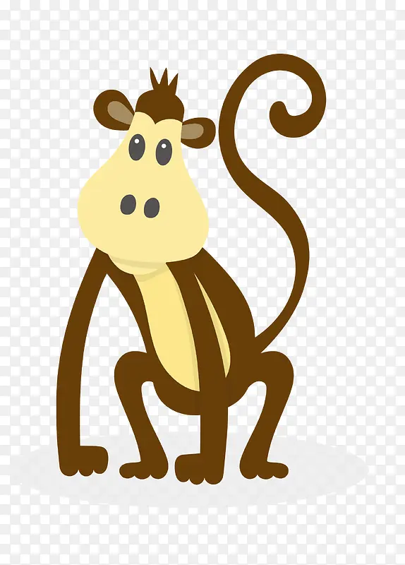 矢量棕色卡通可爱的小猴子