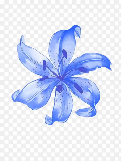 蓝色水彩花卉装饰图案