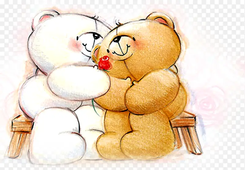 卡通拥抱的熊七夕情人节