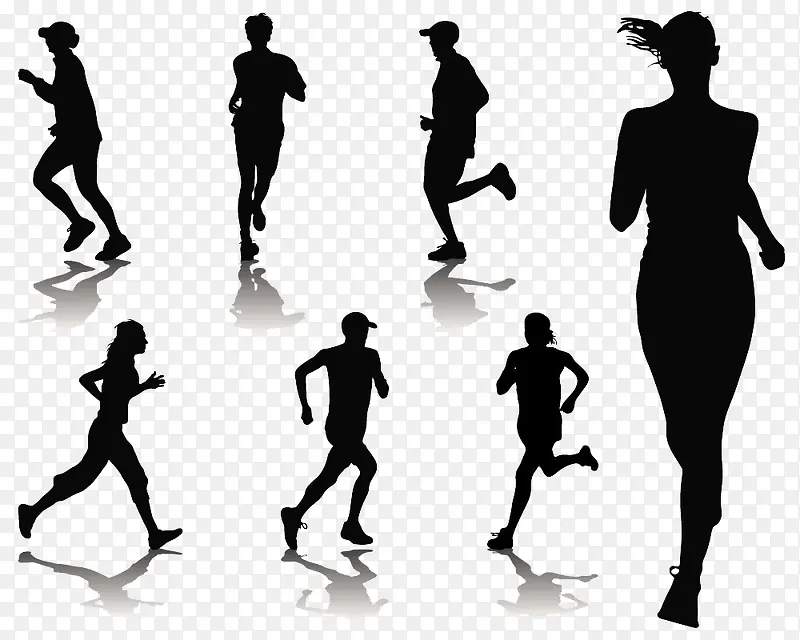 跑步健身的人物剪影图片