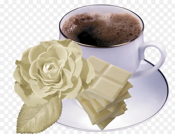 白巧克力白玫瑰咖啡杯
