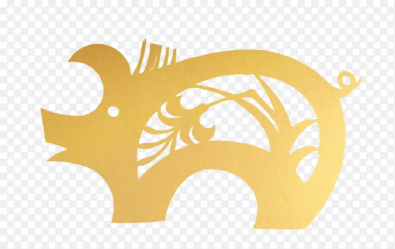 2019年新年剪纸金猪元素