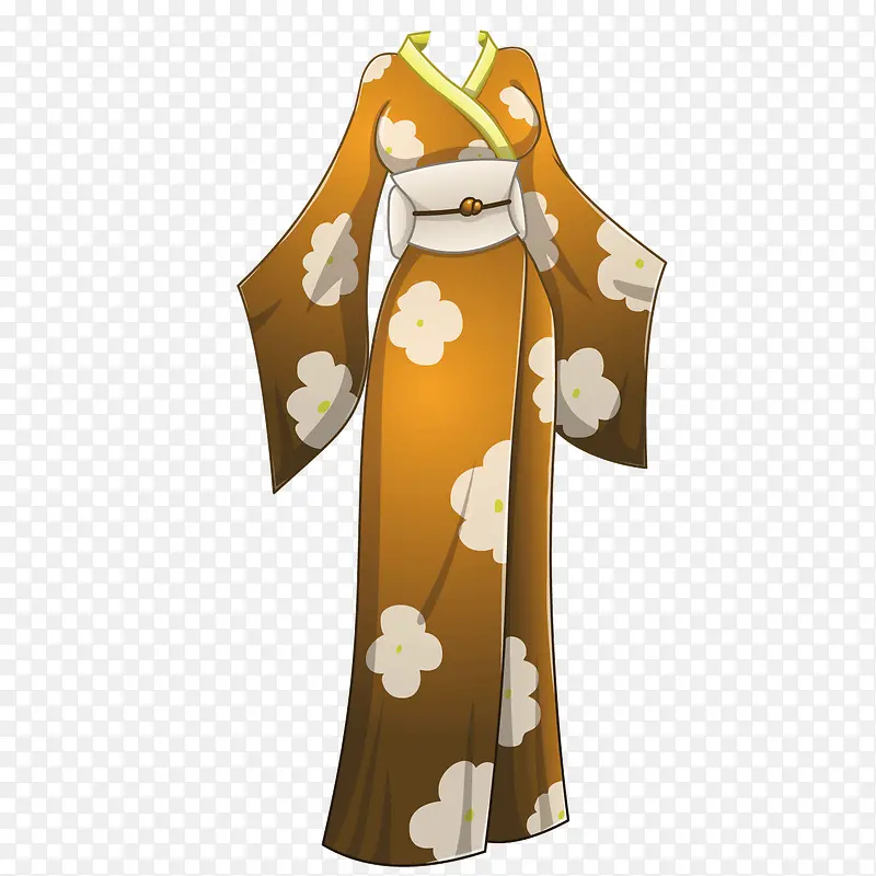 黄色质感日本和服