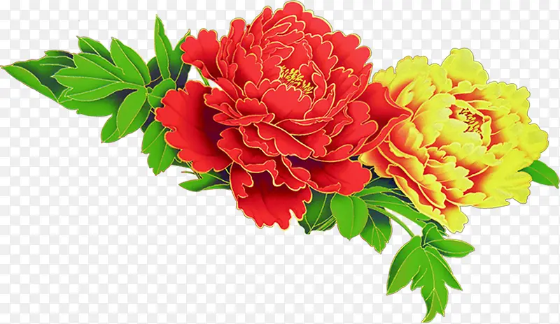 牡丹花新年贺卡图片