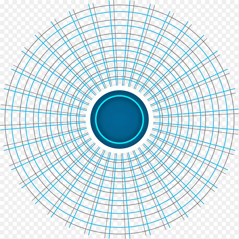 矢量水彩蓝色发射圆环