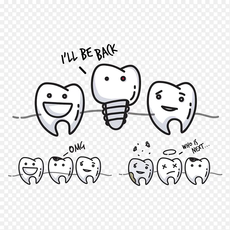 卡通牙齿元素