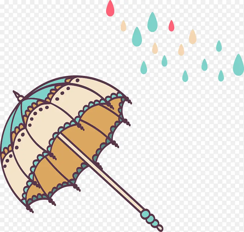 可爱手绘卡通插图花边雨伞