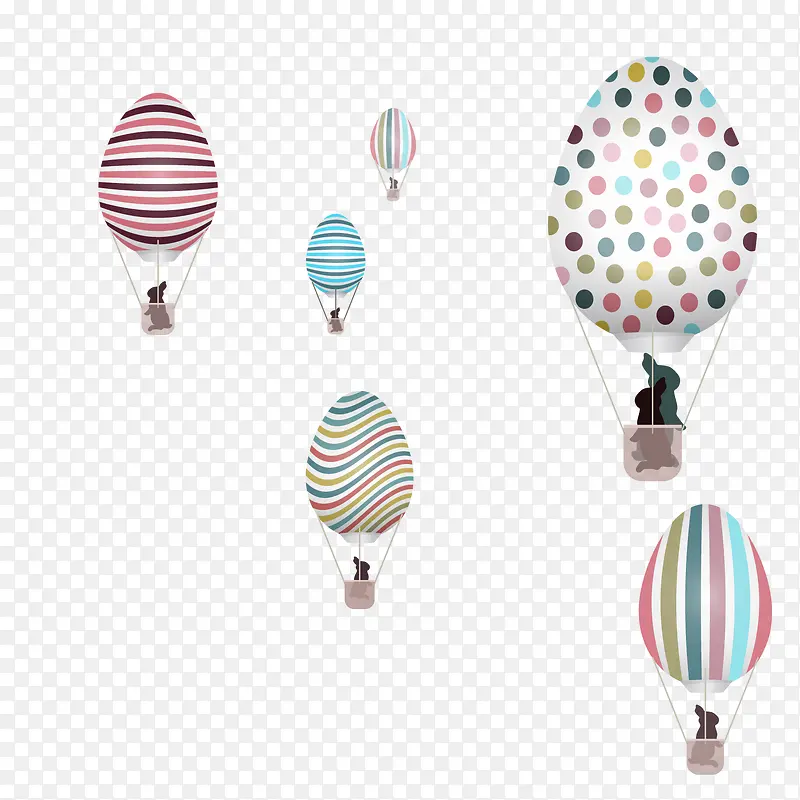 坐热气球的复活节兔子矢量素材