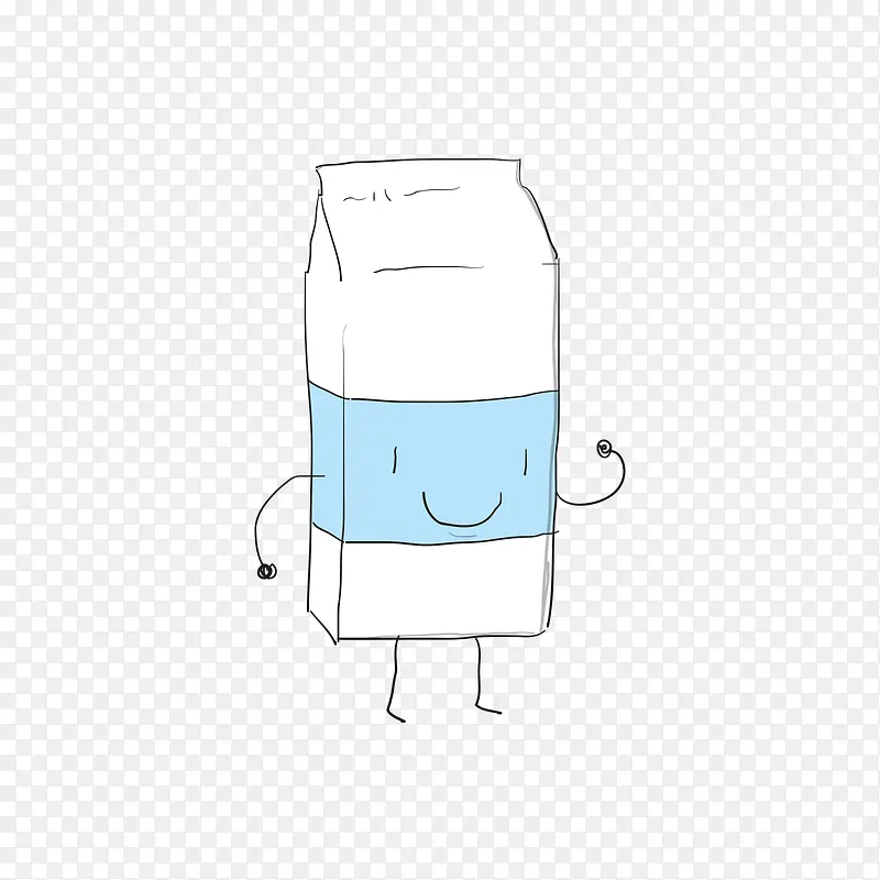 蓝白色卡通牛奶盒