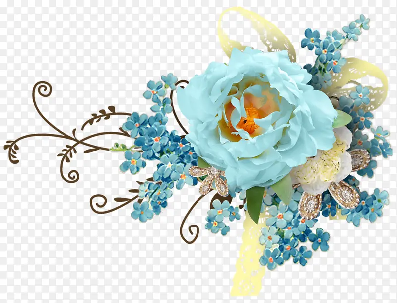 花纹蓝色花朵装饰
