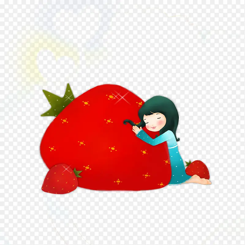 趴在草莓上的女孩