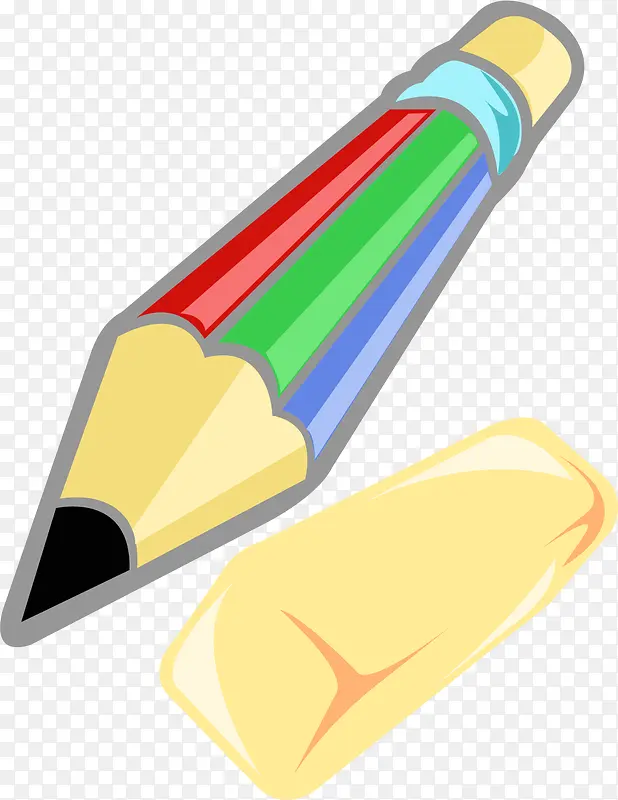 矢量手绘彩色铅笔和橡皮