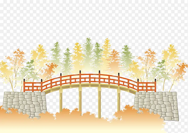 矢量日系风景桥梁
