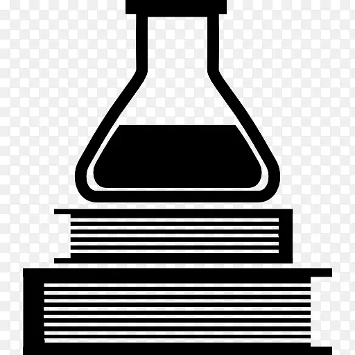 教育性的化学书和一瓶上图标