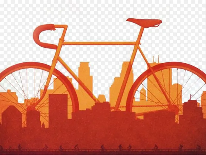 自行车城市剪影