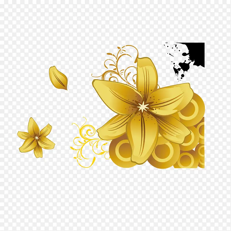 金色渐变花朵矢量免抠素材