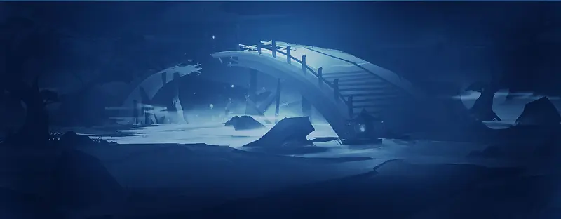 月下的破旧拱桥海报背景