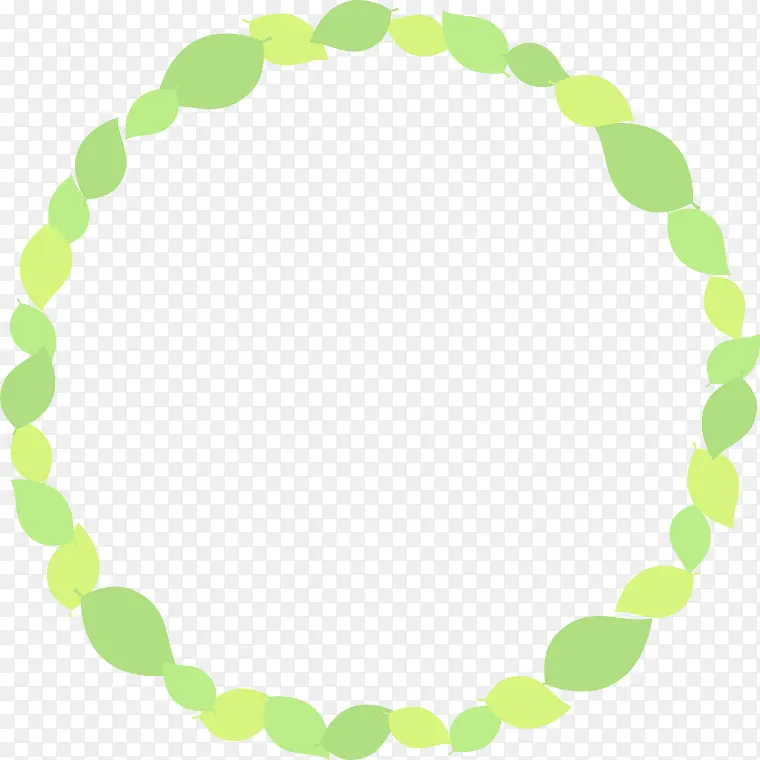 绿色环形绿叶花圈装饰元素