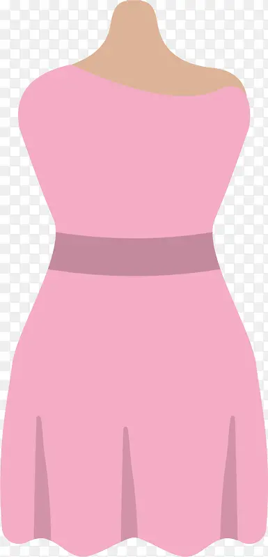 粉色露背扁平卡通裙子