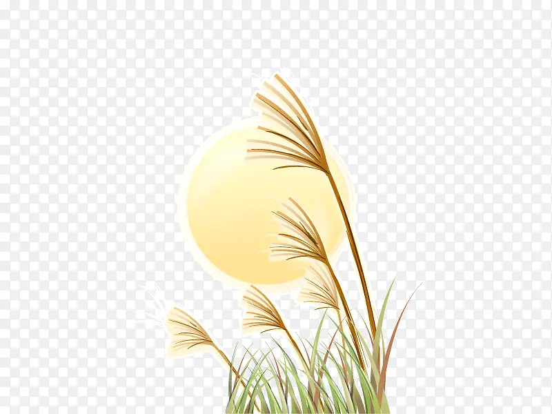 草丛月亮卡通矢量素材