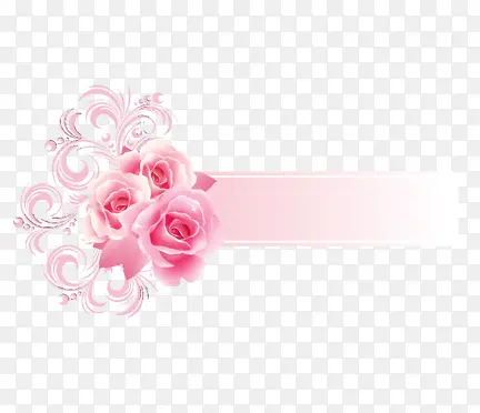 浪漫玫瑰粉色标签素材