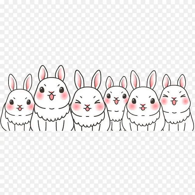 卡通白色一群小肥兔