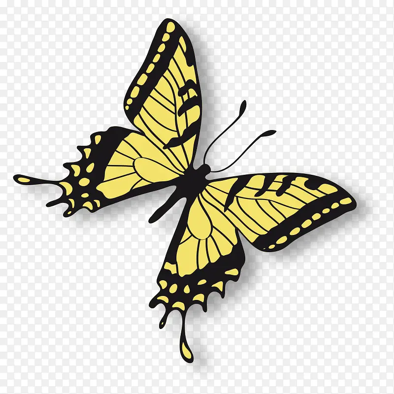 黄色手绘的蝴蝶素材