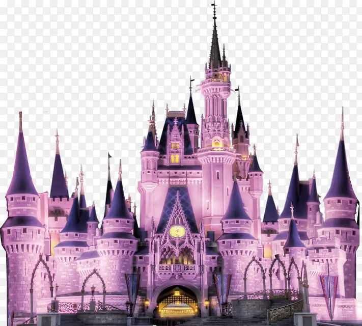 欧式城堡紫色素材免抠