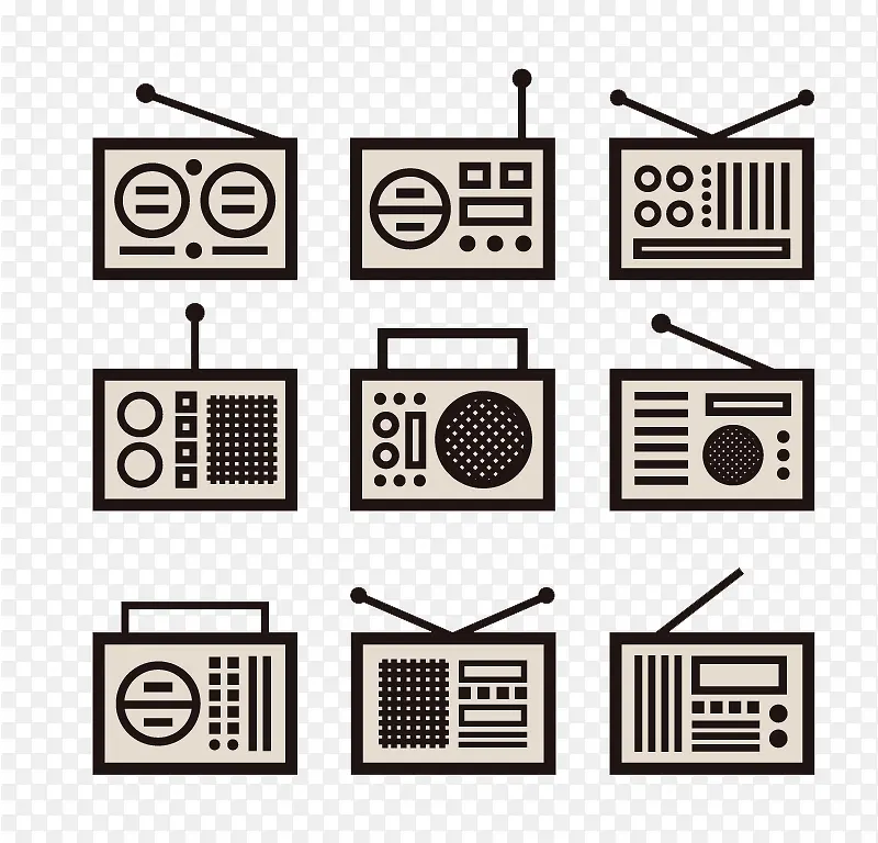 9款放音机与收音机矢量素材