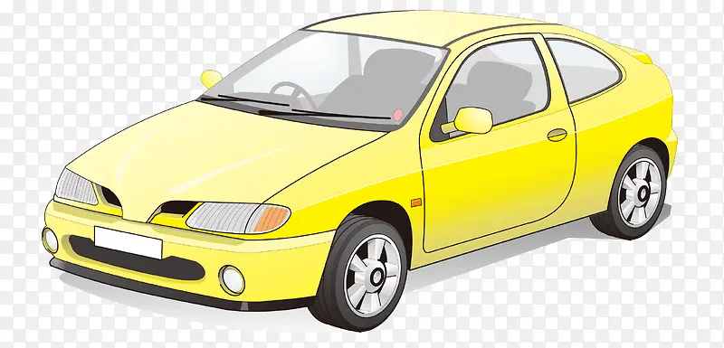现代黄色矢量手绘卡通轿车