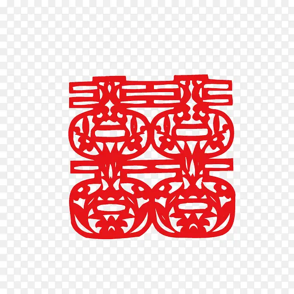 喜字 双喜 剪纸 花纹 红色 镂空