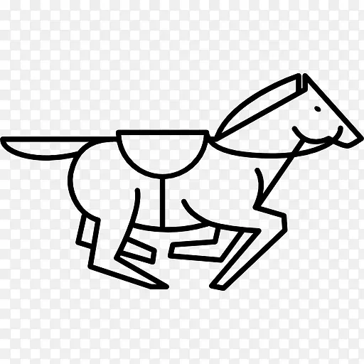 奔跑的马的鞍带轮廓图标