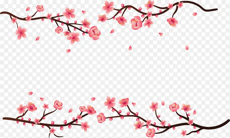 浪漫粉红樱花边框