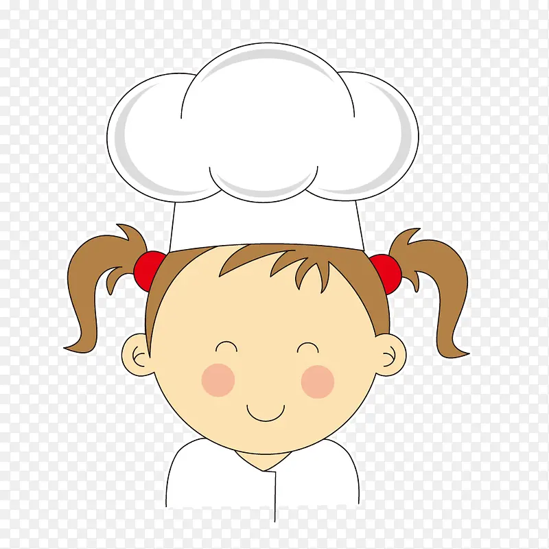 卡通画小女生厨师帽