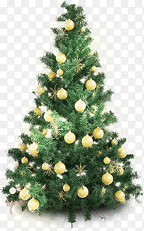 圣诞树挂满黄色球的圣诞树