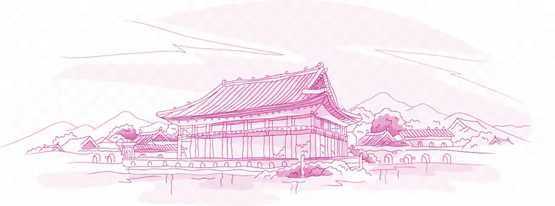 紫色手绘复古宅邸七夕情人节海报背景