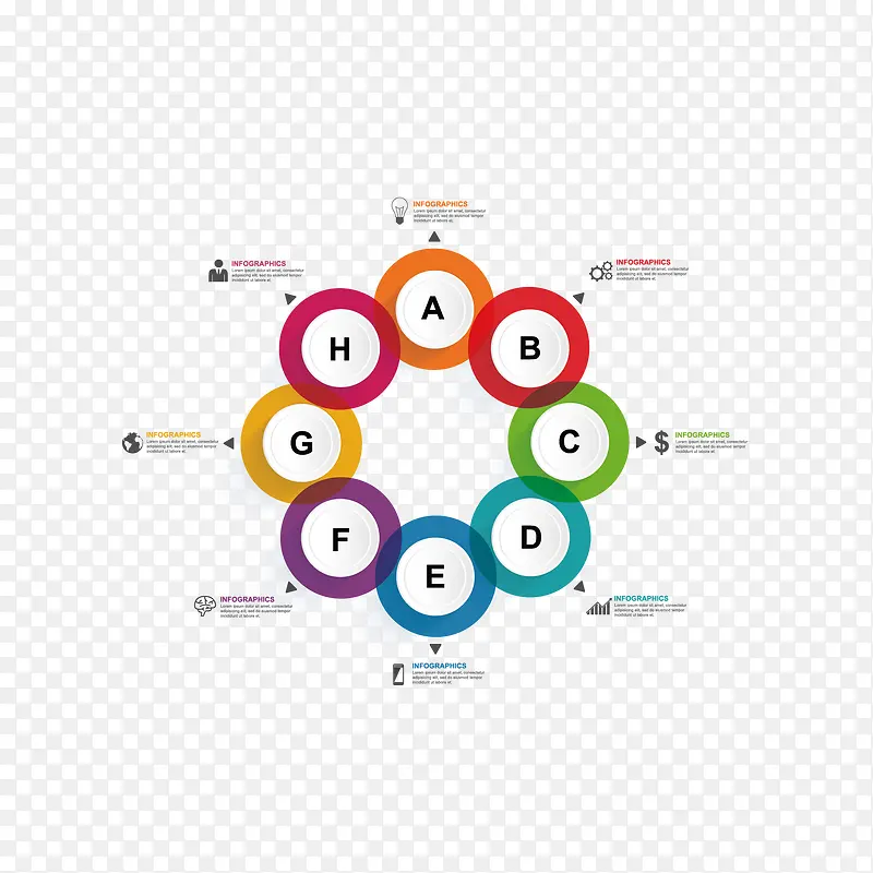 矢量彩色圆环信息图